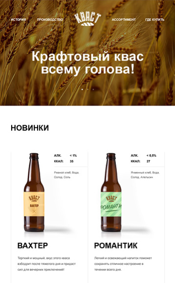 Макет промо-сайта с описанием новинок